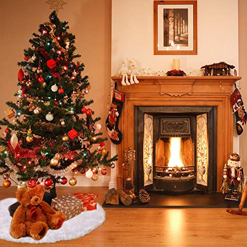 Foto 8 pulgar | Falda Para Árbol De Navidad Ccinee, Piel Sintética Blanca De Felpa, 120 Cm - Venta Internacional.