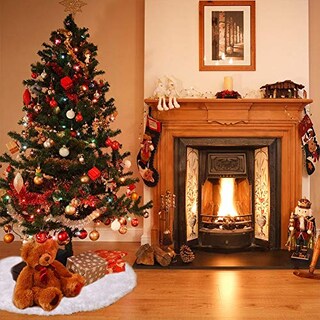 Foto 7 | Falda Para Árbol De Navidad Ccinee, Piel Sintética Blanca De Felpa, 120 Cm - Venta Internacional.