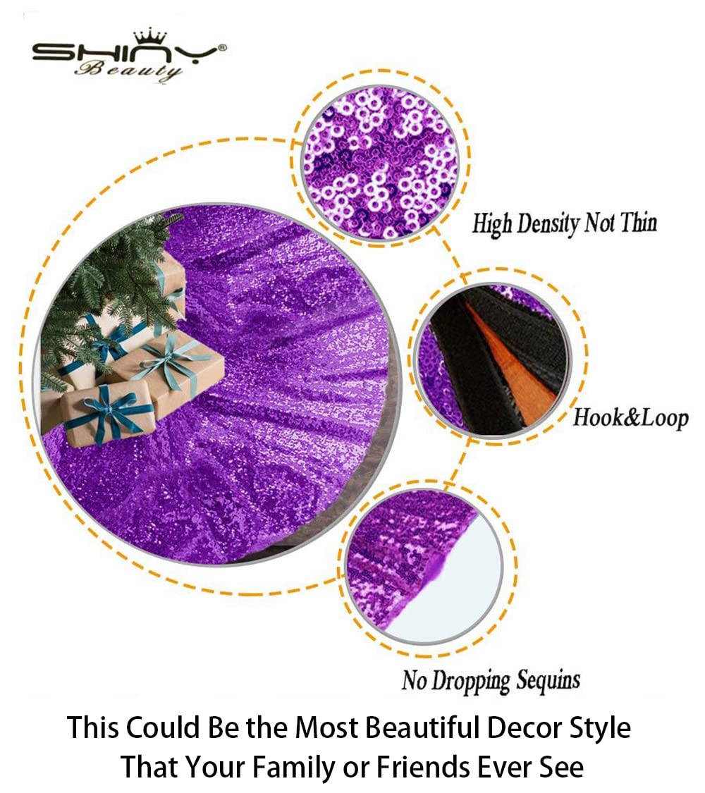 Foto 6 pulgar | Falda De Árbol De Navidad Shinybeauty Con Lentejuelas Moradas, 60 Cm, Poliéster - Venta Internacional.
