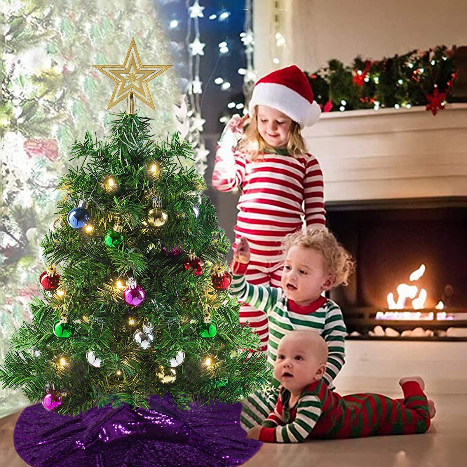 Foto 7 | Falda De Árbol De Navidad Shinybeauty Con Lentejuelas Moradas, 60 Cm, Poliéster - Venta Internacional.