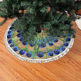Foto 2 | Falda Para Árbol De Navidad Freehotu, Círculo De Plumas De Pavo Real, 36 Pulgadas - Venta Internacional.