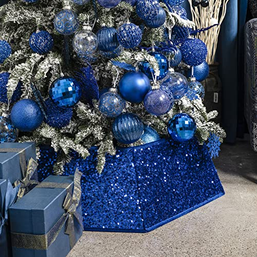 Foto 4 | Collar Para Árbol De Navidad, Lentejuelas, 85 Cm, Azul, Navidad - Venta Internacional.