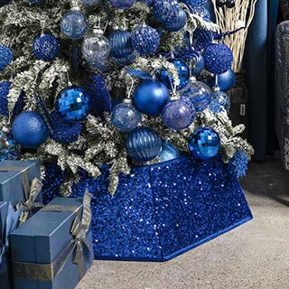 Foto 4 | Collar Para Árbol De Navidad, Lentejuelas, 85 Cm, Azul, Navidad - Venta Internacional.