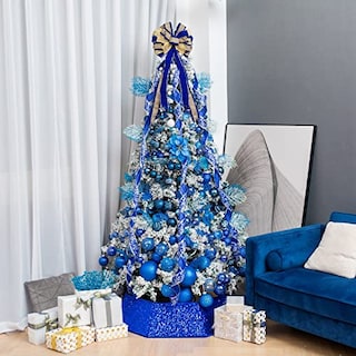 Foto 6 | Collar Para Árbol De Navidad, Lentejuelas, 85 Cm, Azul, Navidad - Venta Internacional.