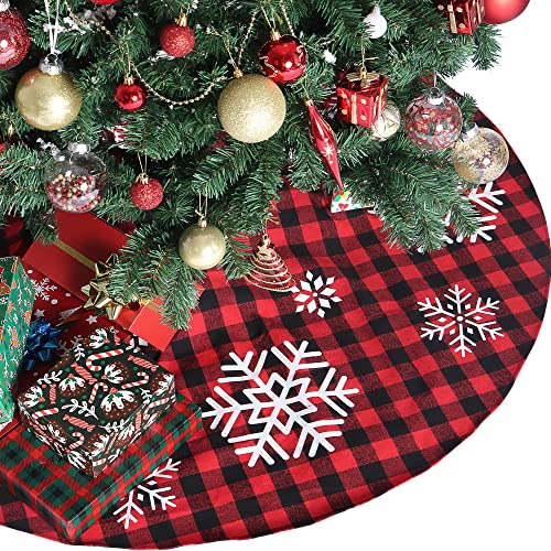 Foto 2 pulgar | Faldón Para Árbol De Navidad Joyin Rojo Y Negro Con Diseño De Búfalo A Cuadros, 91 Cm - Venta Internacional.