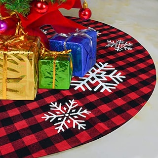 Foto 2 | Faldón Para Árbol De Navidad Joyin Rojo Y Negro Con Diseño De Búfalo A Cuadros, 91 Cm - Venta Internacional.