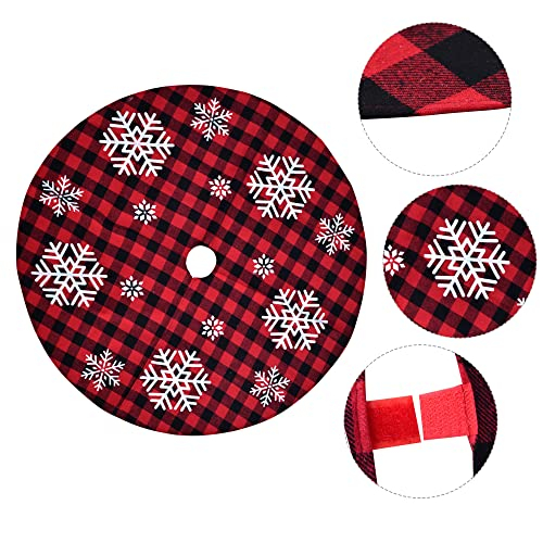 Foto 4 pulgar | Faldón Para Árbol De Navidad Joyin Rojo Y Negro Con Diseño De Búfalo A Cuadros, 91 Cm - Venta Internacional.