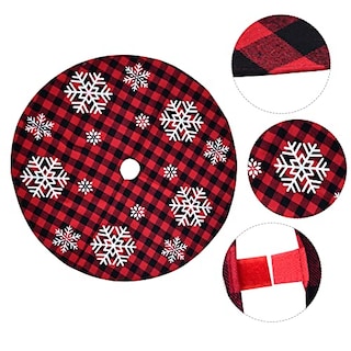 Foto 3 | Faldón Para Árbol De Navidad Joyin Rojo Y Negro Con Diseño De Búfalo A Cuadros, 91 Cm - Venta Internacional.