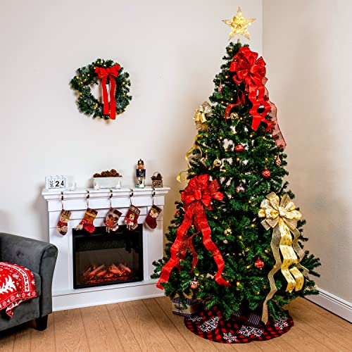 Foto 8 pulgar | Faldón Para Árbol De Navidad Joyin Rojo Y Negro Con Diseño De Búfalo A Cuadros, 91 Cm - Venta Internacional.