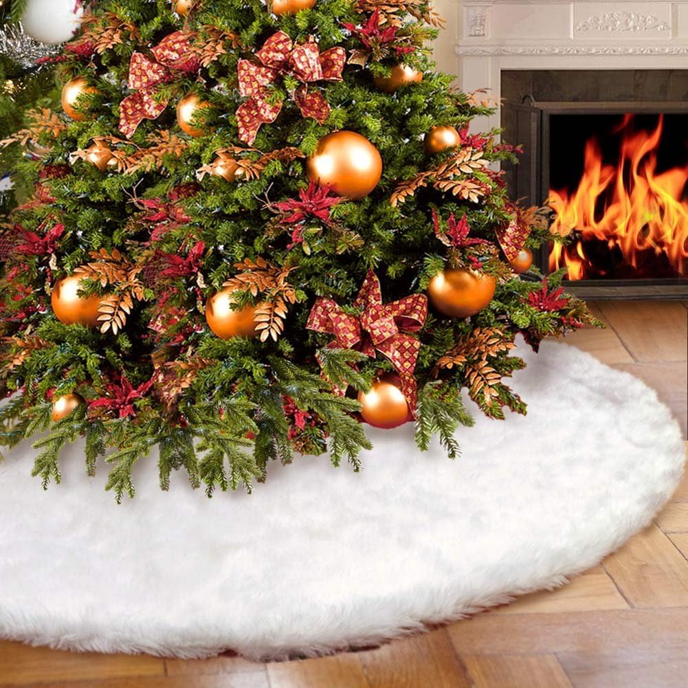 Foto 1 | Falda Con Forma De Árbol De Navidad, Piel Sintética Blanca Cálida, 90 Cm De Diámetro - Venta Internacional.