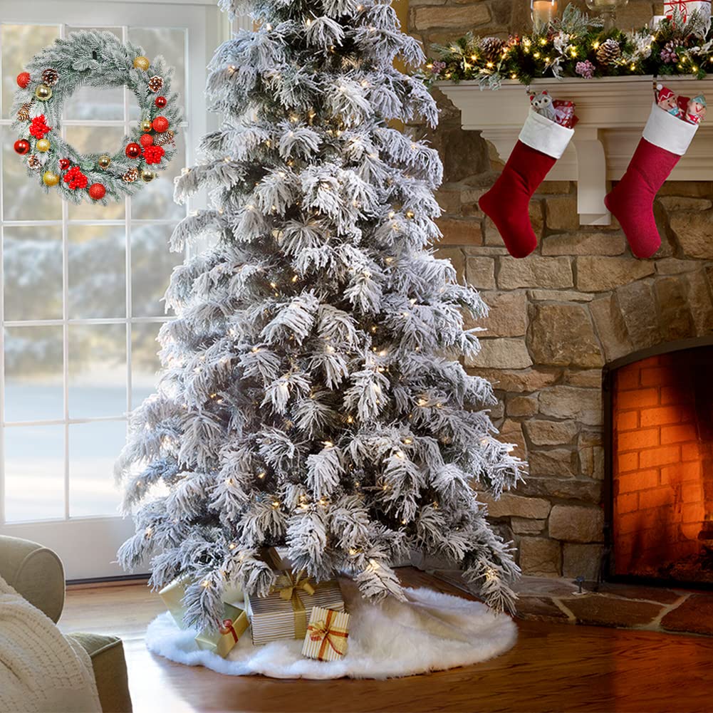 Foto 5 pulgar | Falda Con Forma De Árbol De Navidad, Piel Sintética Blanca Cálida, 90 Cm De Diámetro - Venta Internacional.