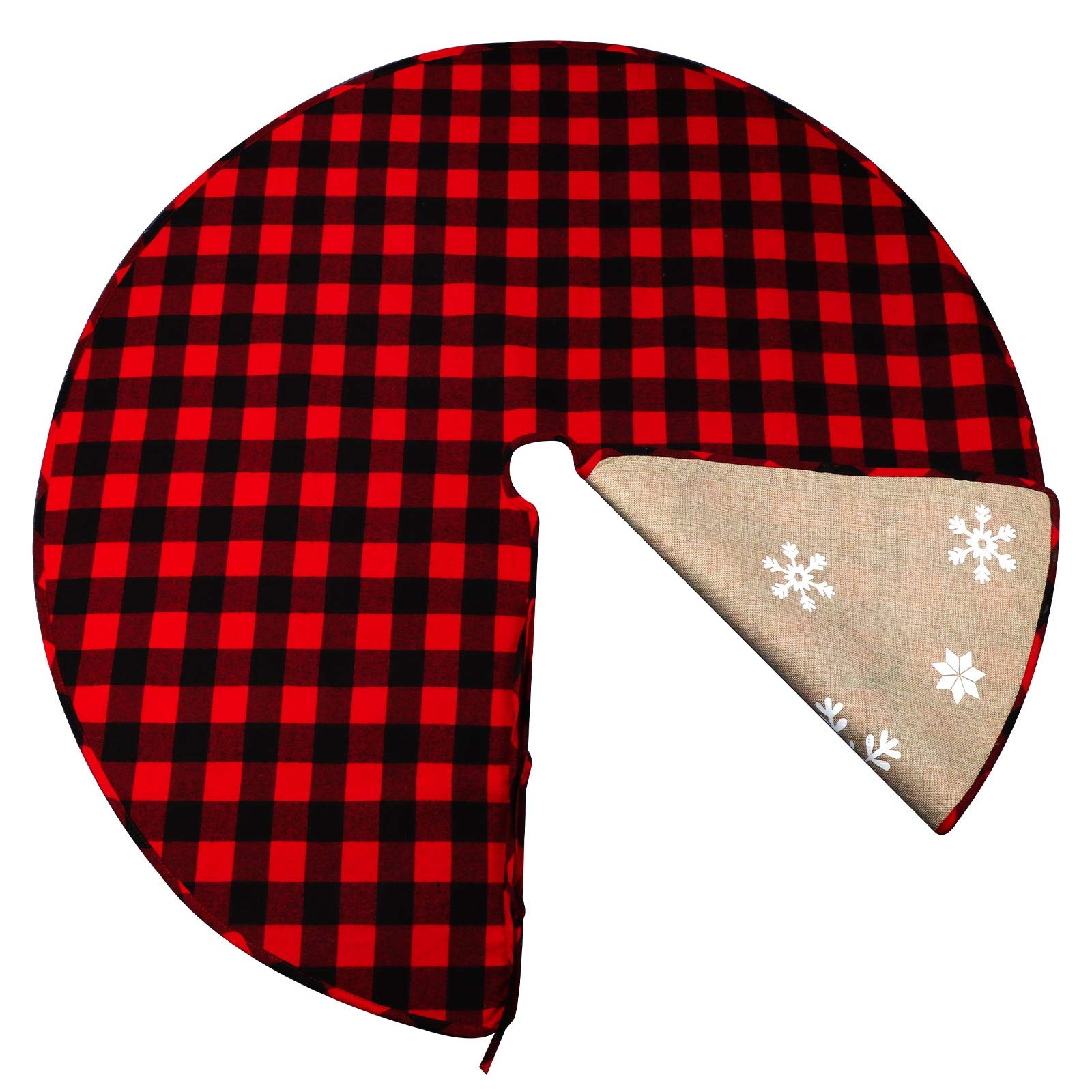 Foto 2 pulgar | Falda De Árbol De Navidad Ourwarm, Color Rojo Y Negro, Diseño De Búfalo, 122 Cm - Venta Internacional.