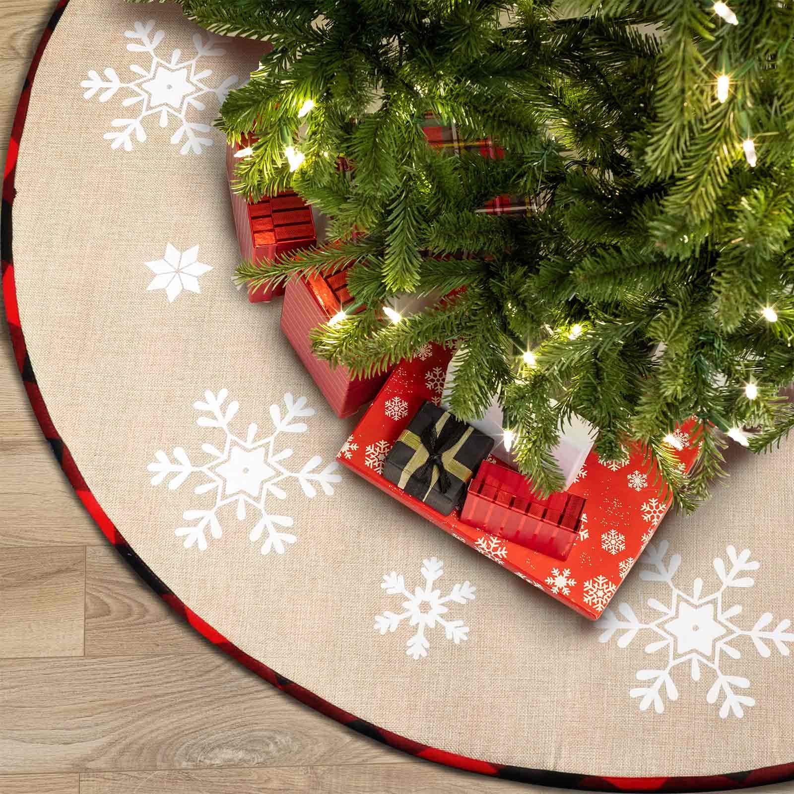 Foto 4 pulgar | Falda De Árbol De Navidad Ourwarm, Color Rojo Y Negro, Diseño De Búfalo, 122 Cm - Venta Internacional.