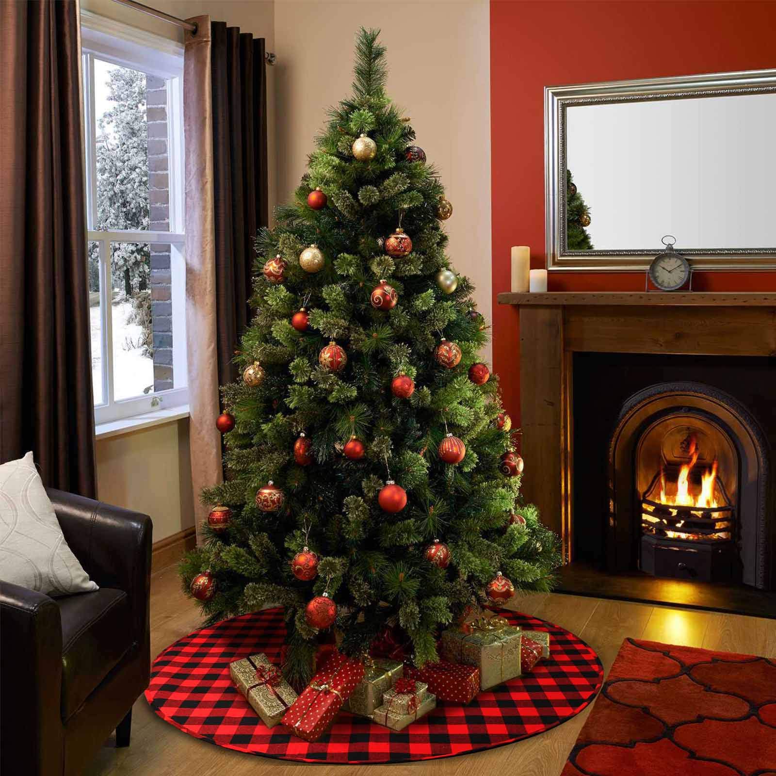 Foto 8 pulgar | Falda De Árbol De Navidad Ourwarm, Color Rojo Y Negro, Diseño De Búfalo, 122 Cm - Venta Internacional.
