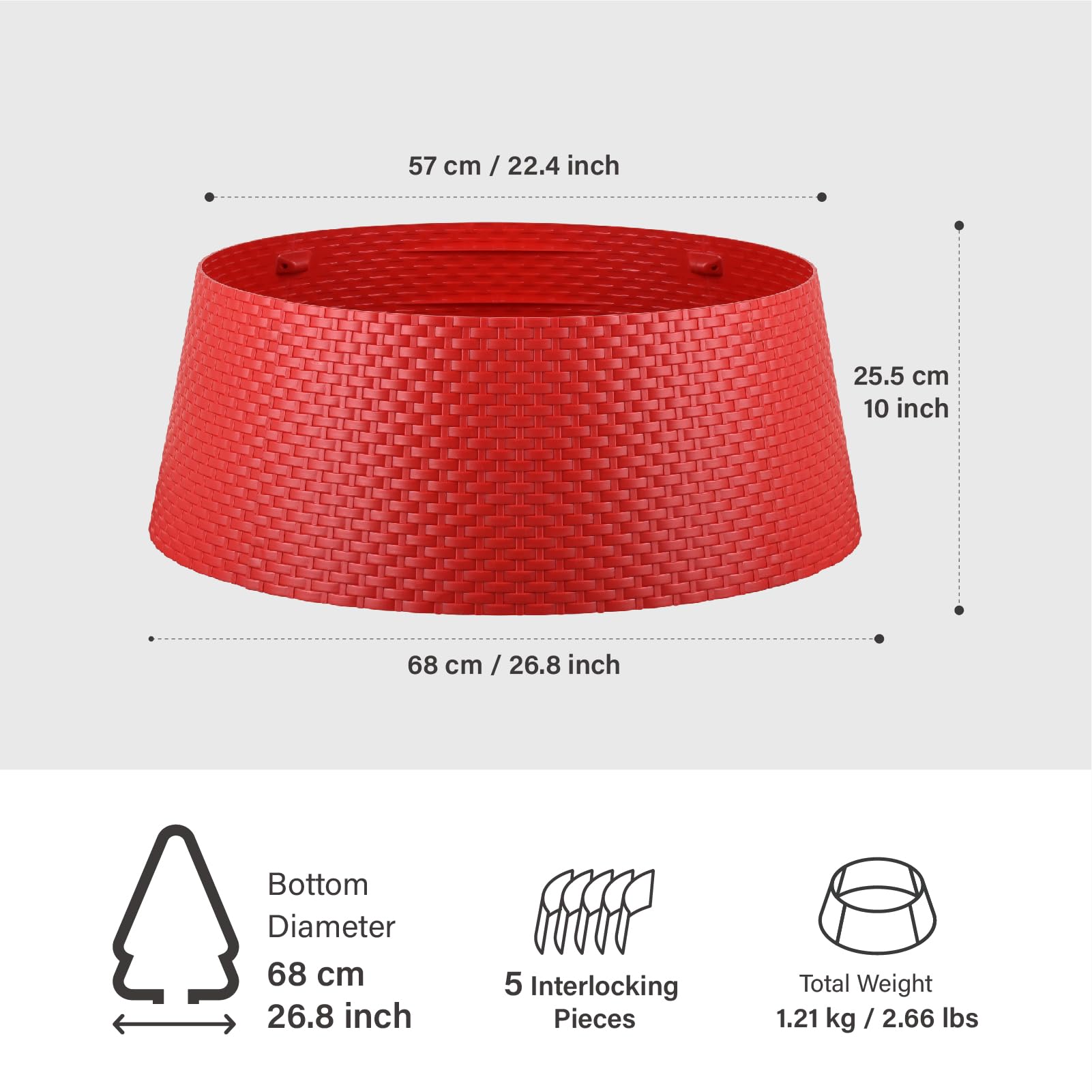 Foto 7 pulgar | Collar De Árbol De Navidad Con Forma De Nido Redondo De Mimbre Para 56 A 68 Cm - Venta Internacional.