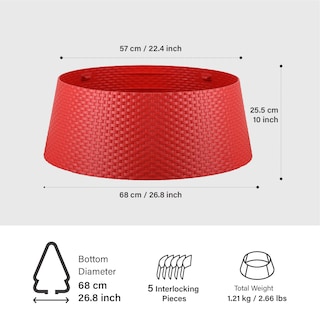 Foto 6 | Collar De Árbol De Navidad Con Forma De Nido Redondo De Mimbre Para 56 A 68 Cm - Venta Internacional.