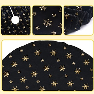 Foto 3 | Falda Amidaky Con Forma De Árbol De Navidad, Piel Sintética Negra Y Dorada, 90 Cm - Venta Internacional.