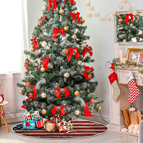 Foto 3 pulgar | Falda Para Árbol De Navidad, Diseño De Dussdil, Bandera De Ee. Uu., 90 Cm, Madera Patriótica - Venta Internacional.