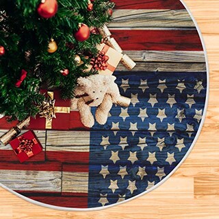 Foto 3 | Falda Para Árbol De Navidad, Diseño De Dussdil, Bandera De Ee. Uu., 90 Cm, Madera Patriótica - Venta Internacional.
