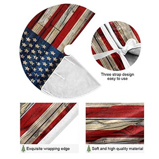 Foto 5 | Falda Para Árbol De Navidad, Diseño De Dussdil, Bandera De Ee. Uu., 90 Cm, Madera Patriótica - Venta Internacional.