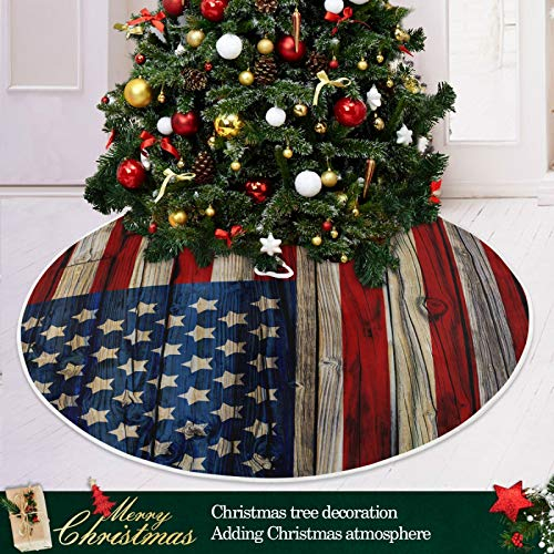 Foto 6 | Falda Para Árbol De Navidad, Diseño De Dussdil, Bandera De Ee. Uu., 90 Cm, Madera Patriótica - Venta Internacional.