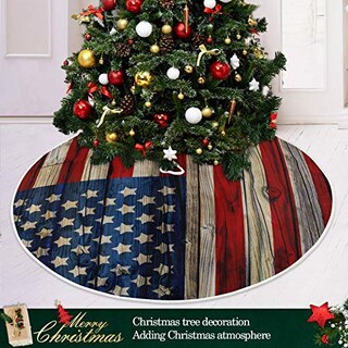 Foto 6 | Falda Para Árbol De Navidad, Diseño De Dussdil, Bandera De Ee. Uu., 90 Cm, Madera Patriótica - Venta Internacional.