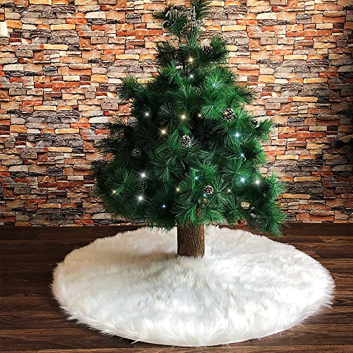 Foto 2 pulgar | Falda De Árbol De Navidad Amidaky De Piel Sintética Blanca Como La Nieve, 150 Cm - Venta Internacional.