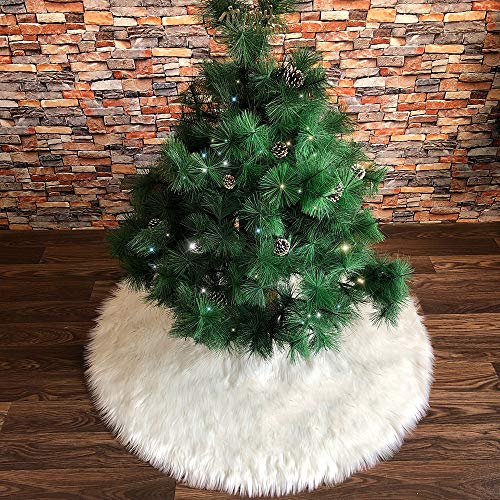 Foto 3 pulgar | Falda De Árbol De Navidad Amidaky De Piel Sintética Blanca Como La Nieve, 150 Cm - Venta Internacional.