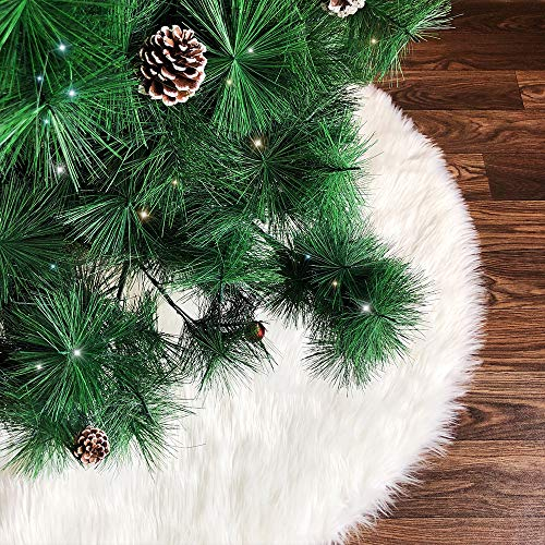 Foto 4 pulgar | Falda De Árbol De Navidad Amidaky De Piel Sintética Blanca Como La Nieve, 150 Cm - Venta Internacional.
