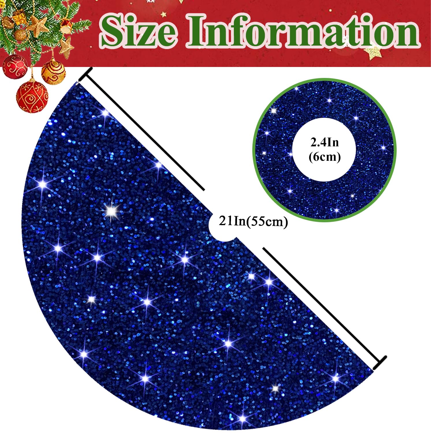 Foto 3 pulgar | Falda Para Árbol De Navidad Modfuns, Lentejuelas Azules, 53 Cm De Diámetro - Venta Internacional.