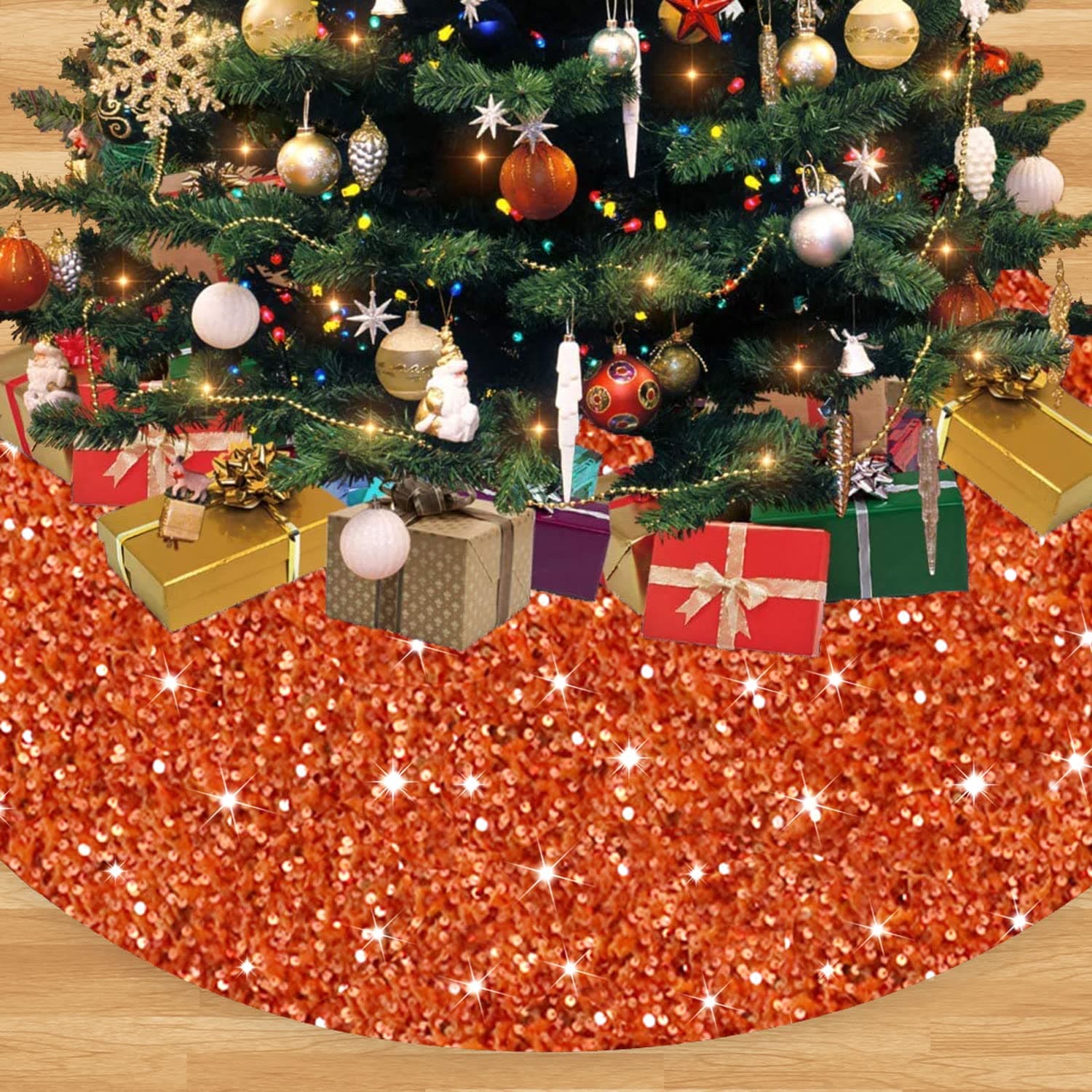 Falda Para Árbol De Navidad Fanproms, Terciopelo Naranja Quemado De 46 Pulgadas - Venta Internacional. $671