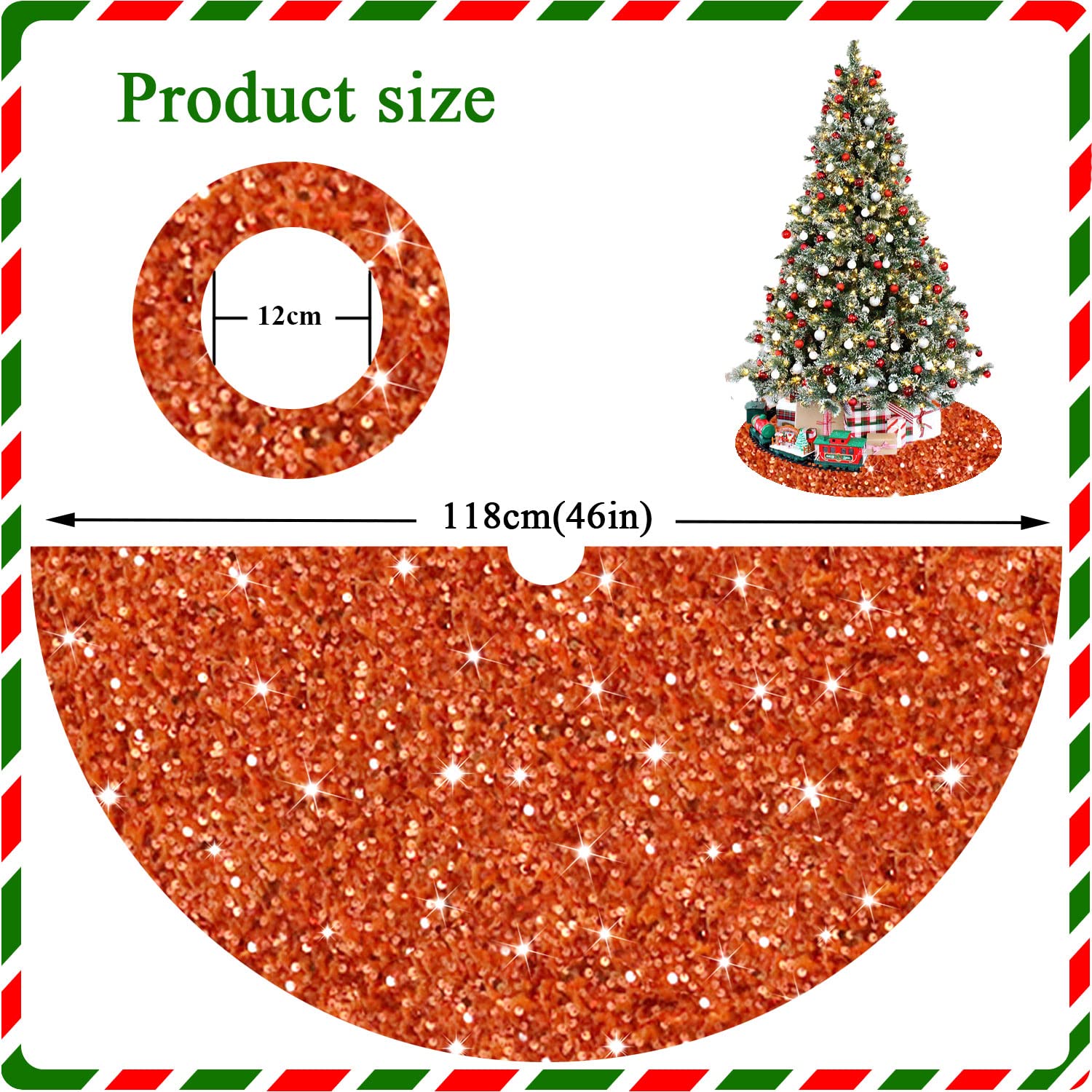 Foto 3 pulgar | Falda Para Árbol De Navidad Fanproms, Terciopelo Naranja Quemado De 46 Pulgadas - Venta Internacional.