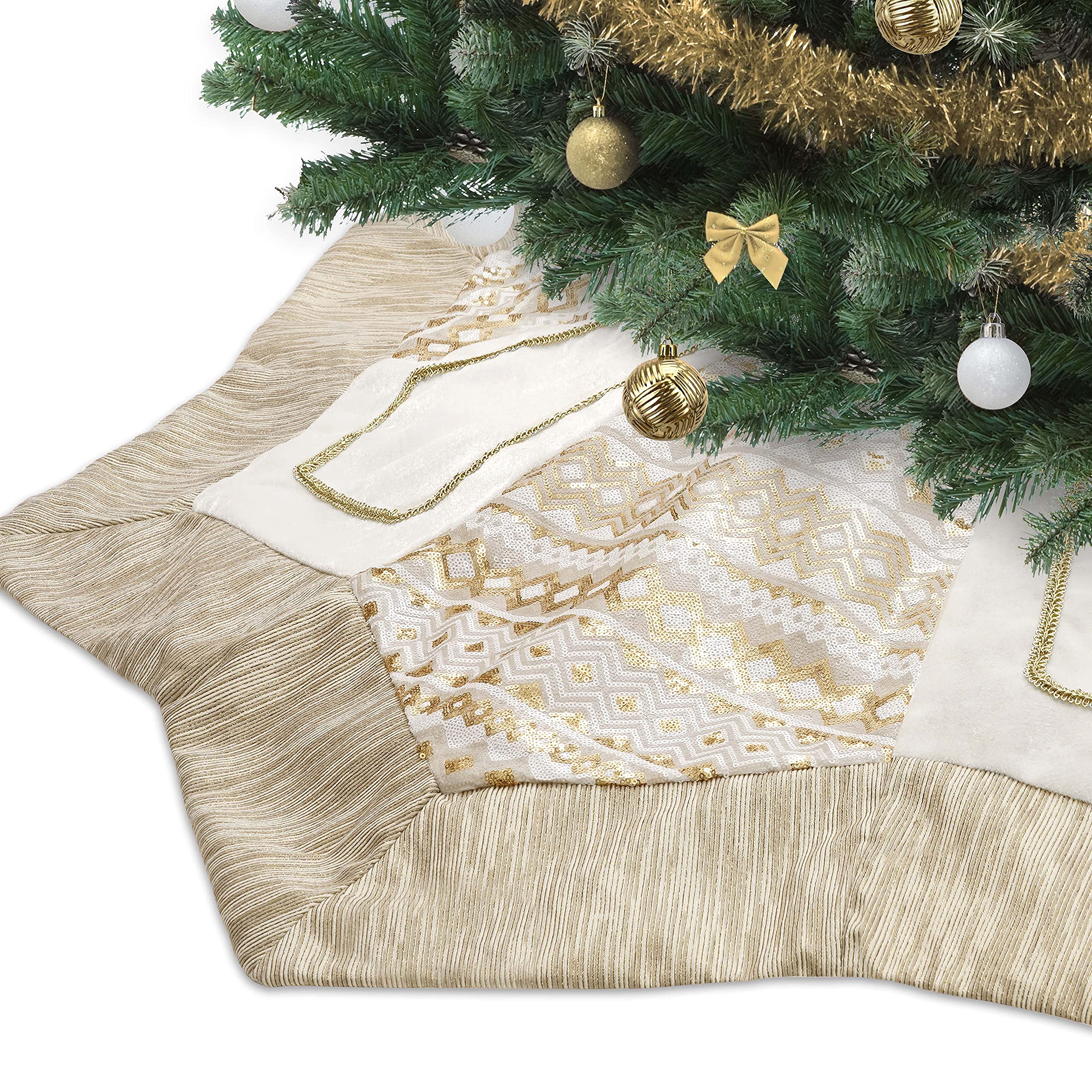 Foto 1 | Faldón Para Árbol De Navidad Valery Madelyn, 120 Cm, Diseño En Oro Blanco - Venta Internacional.