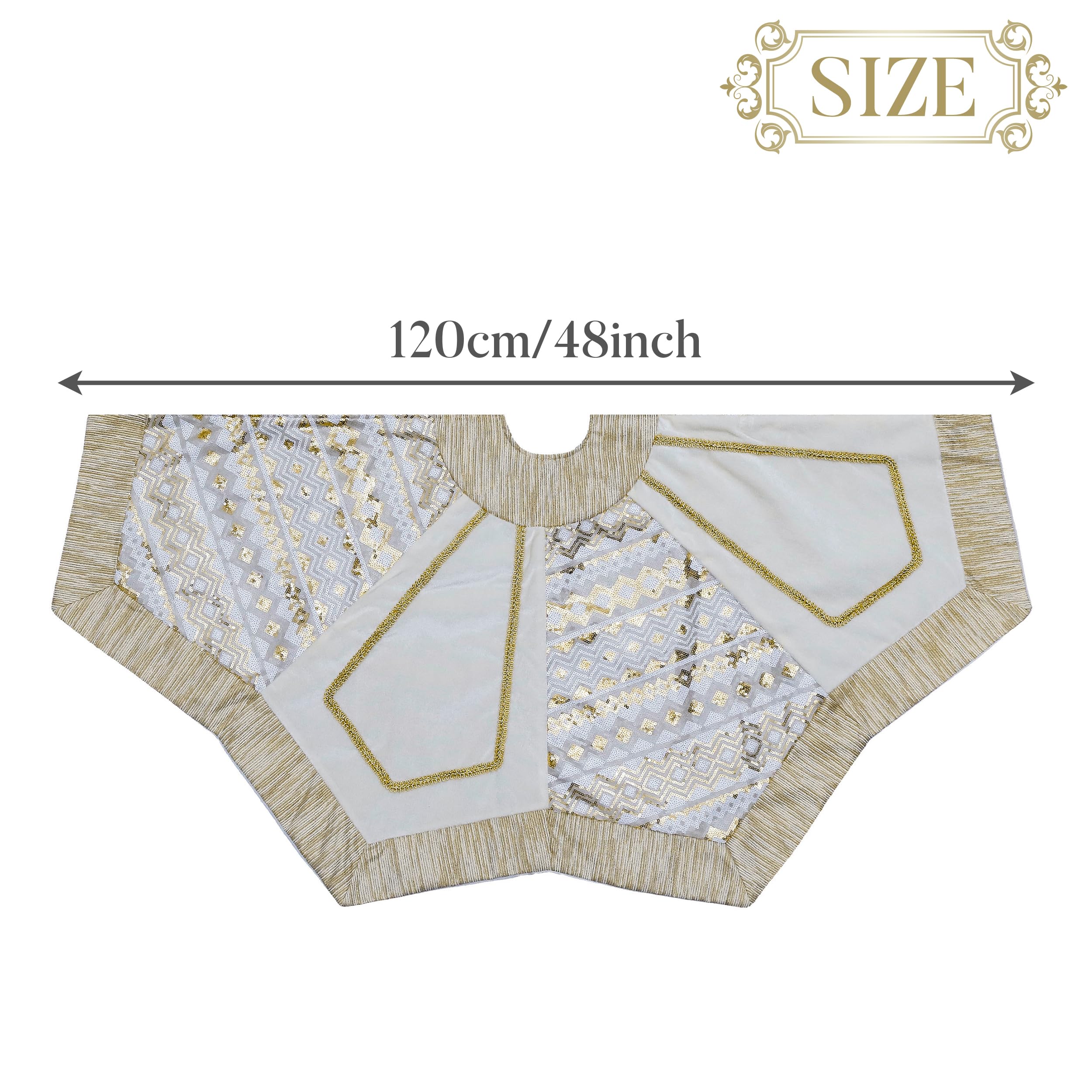 Foto 5 pulgar | Faldón Para Árbol De Navidad Valery Madelyn, 120 Cm, Diseño En Oro Blanco - Venta Internacional.