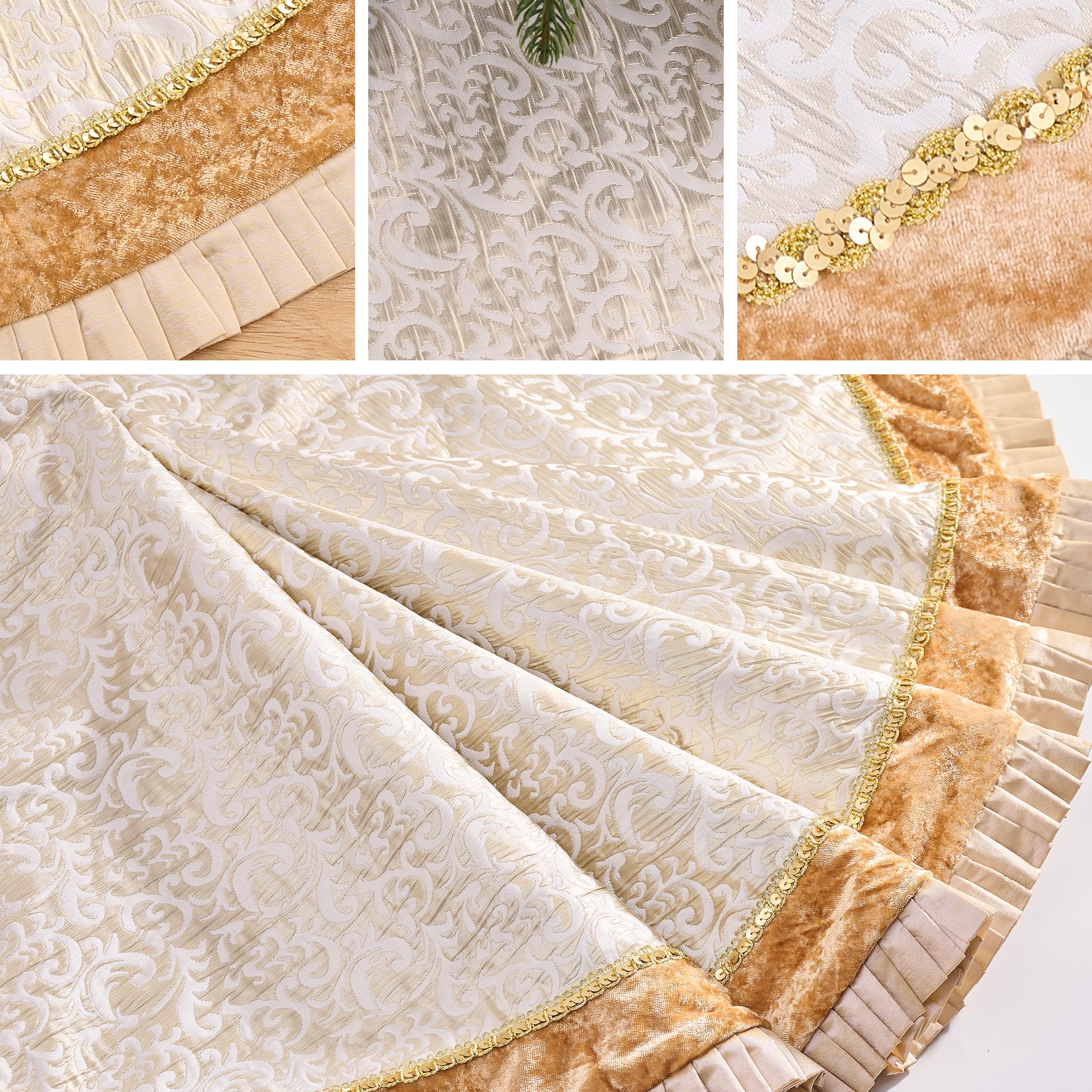 Foto 6 pulgar | Falda Para Árbol De Navidad Valery Madelyn, Oro Blanco, 150 Cm - Venta Internacional.