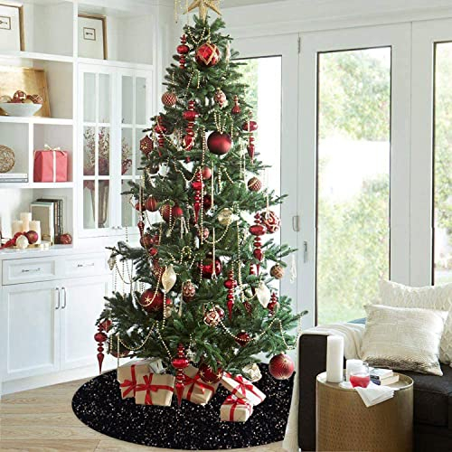Foto 6 pulgar | Falda Para Árbol De Navidad Fuhsy, Terciopelo Con Lentejuelas, 90 Cm, Color Negro Con Purpurina - Venta Internacional.
