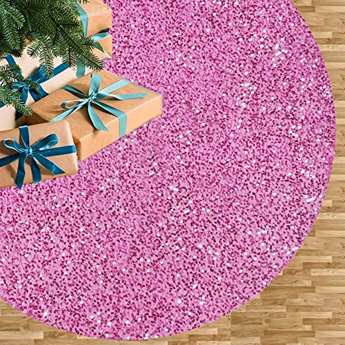 Foto 2 pulgar | Falda Para Árbol De Navidad Fuhsy, Terciopelo Rosa Con Lentejuelas, 90 Cm - Venta Internacional.