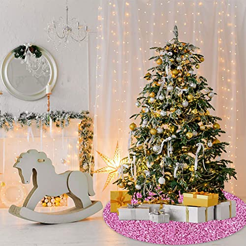 Foto 3 pulgar | Falda Para Árbol De Navidad Fuhsy, Terciopelo Rosa Con Lentejuelas, 90 Cm - Venta Internacional.