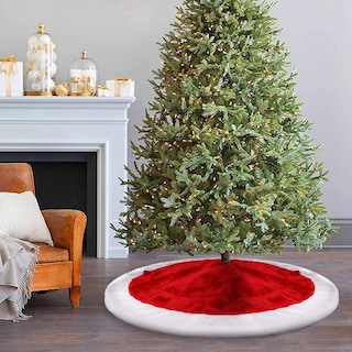 Foto 2 | Faldón Para Árbol De Navidad Yuboo Santa De Terciopelo Rojo Y Blanco, 120 Cm - Venta Internacional.