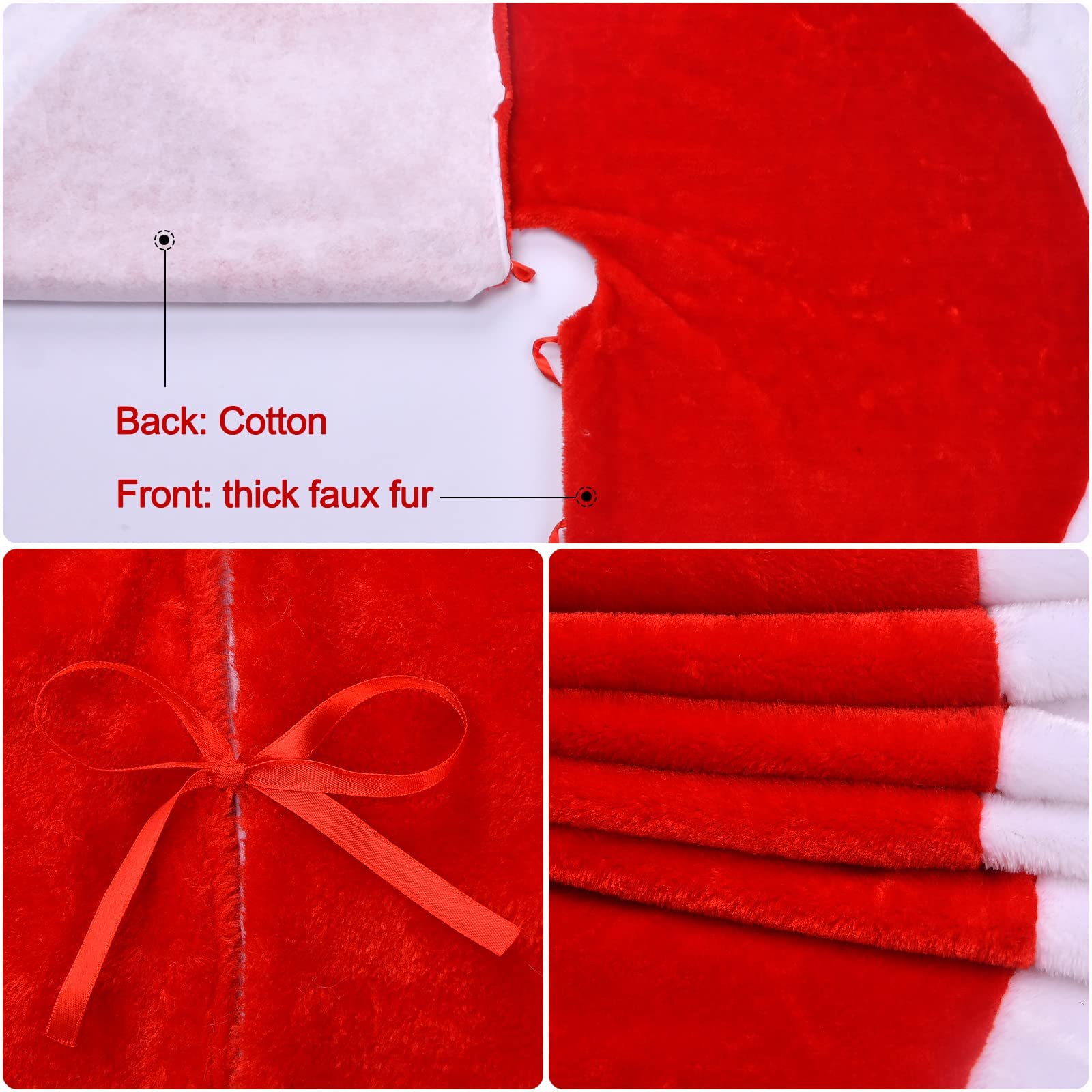 Foto 4 pulgar | Faldón Para Árbol De Navidad Yuboo Santa De Terciopelo Rojo Y Blanco, 120 Cm - Venta Internacional.