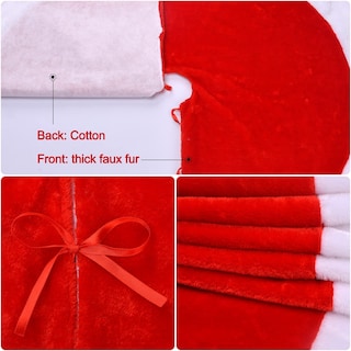Foto 3 | Faldón Para Árbol De Navidad Yuboo Santa De Terciopelo Rojo Y Blanco, 120 Cm - Venta Internacional.