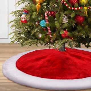Foto 5 | Faldón Para Árbol De Navidad Yuboo Santa De Terciopelo Rojo Y Blanco, 120 Cm - Venta Internacional.