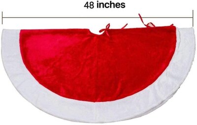 Foto 6 | Faldón Para Árbol De Navidad Yuboo Santa De Terciopelo Rojo Y Blanco, 120 Cm - Venta Internacional.