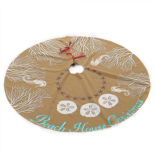 Falda De Árbol De Navidad Freehotu Beach Coral Santa Con Diseño De Muñeco De Nieve - Venta Internacional. $434