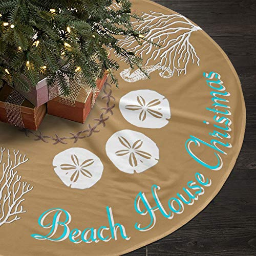 Foto 3 pulgar | Falda De Árbol De Navidad Freehotu Beach Coral Santa Con Diseño De Muñeco De Nieve - Venta Internacional.