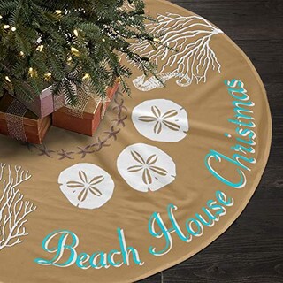 Foto 2 | Falda De Árbol De Navidad Freehotu Beach Coral Santa Con Diseño De Muñeco De Nieve - Venta Internacional.