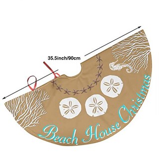 Foto 4 | Falda De Árbol De Navidad Freehotu Beach Coral Santa Con Diseño De Muñeco De Nieve - Venta Internacional.