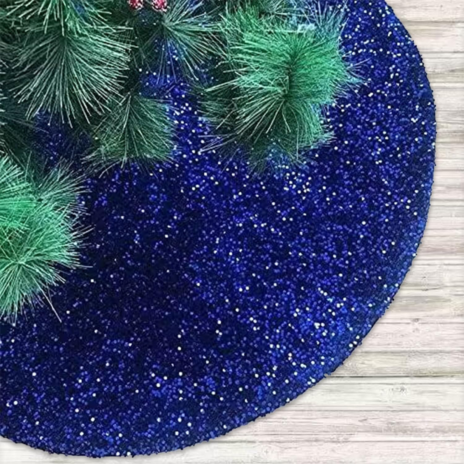 Foto 2 pulgar | Falda De Árbol De Navidad Fuhsy Metalizada De 91 Cm Con Lentejuelas Azul Real - Venta Internacional.
