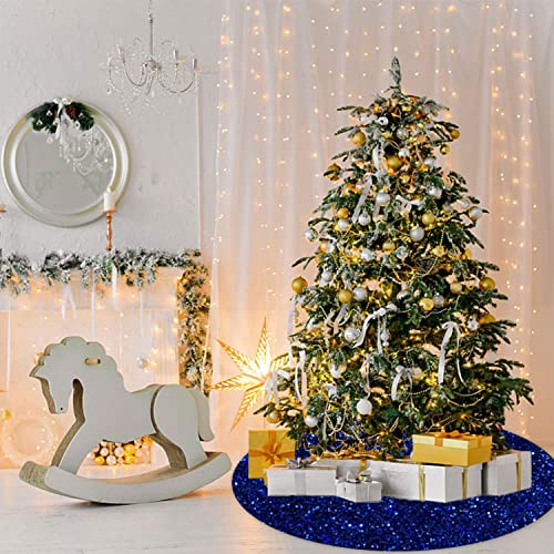 Foto 6 pulgar | Falda Para Árbol De Navidad Fuhsy De Terciopelo, Color Azul Real, 53 Cm De Diámetro - Venta Internacional.