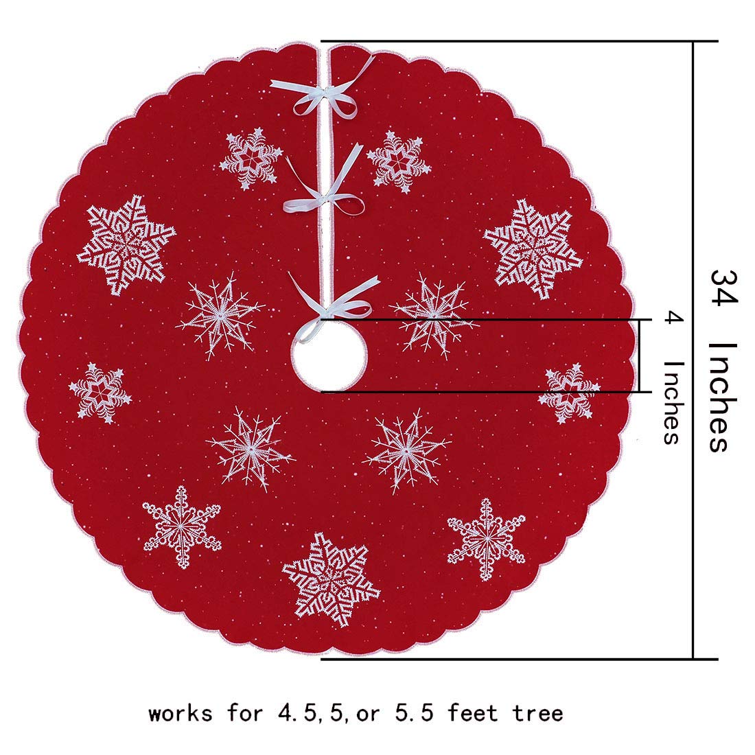 Foto 3 pulgar | Falda De Árbol De Navidad Con Copos De Nieve Bordados Simhomsen - Venta Internacional.